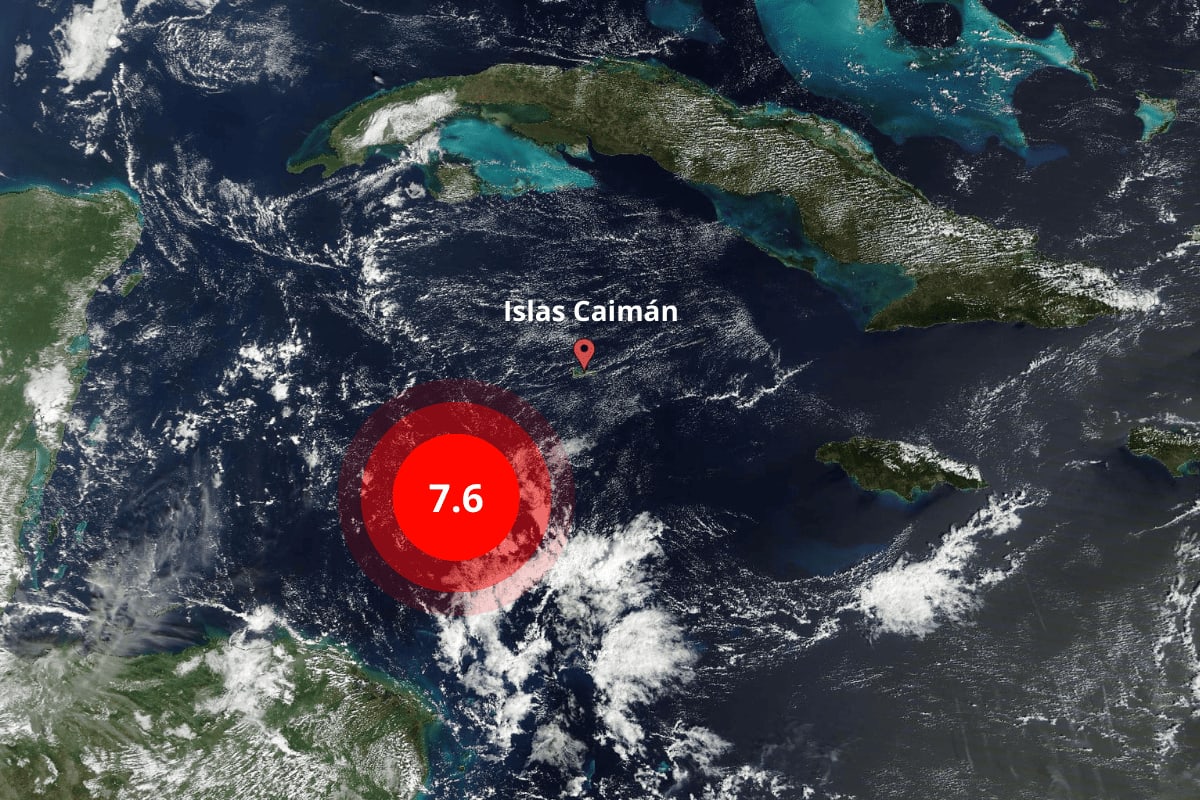 Epicentro del terremoto en las Islas Caimán.