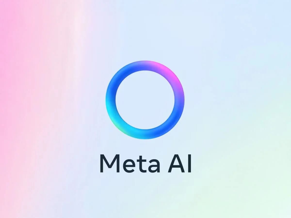 Logotipo oficial de Meta AI sobre fondo degradado