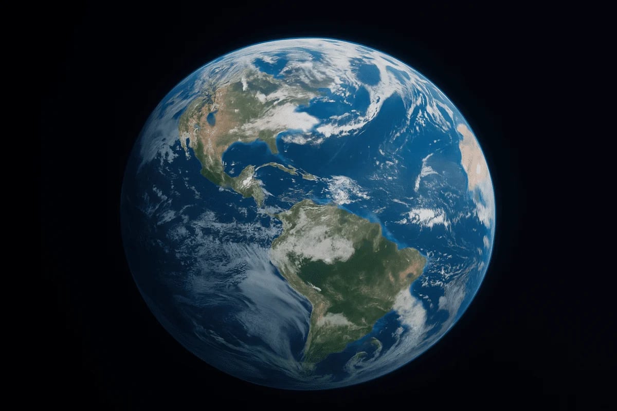 Vista horizontal de la Tierra desde el espacio, mostrando América Central y del Sur