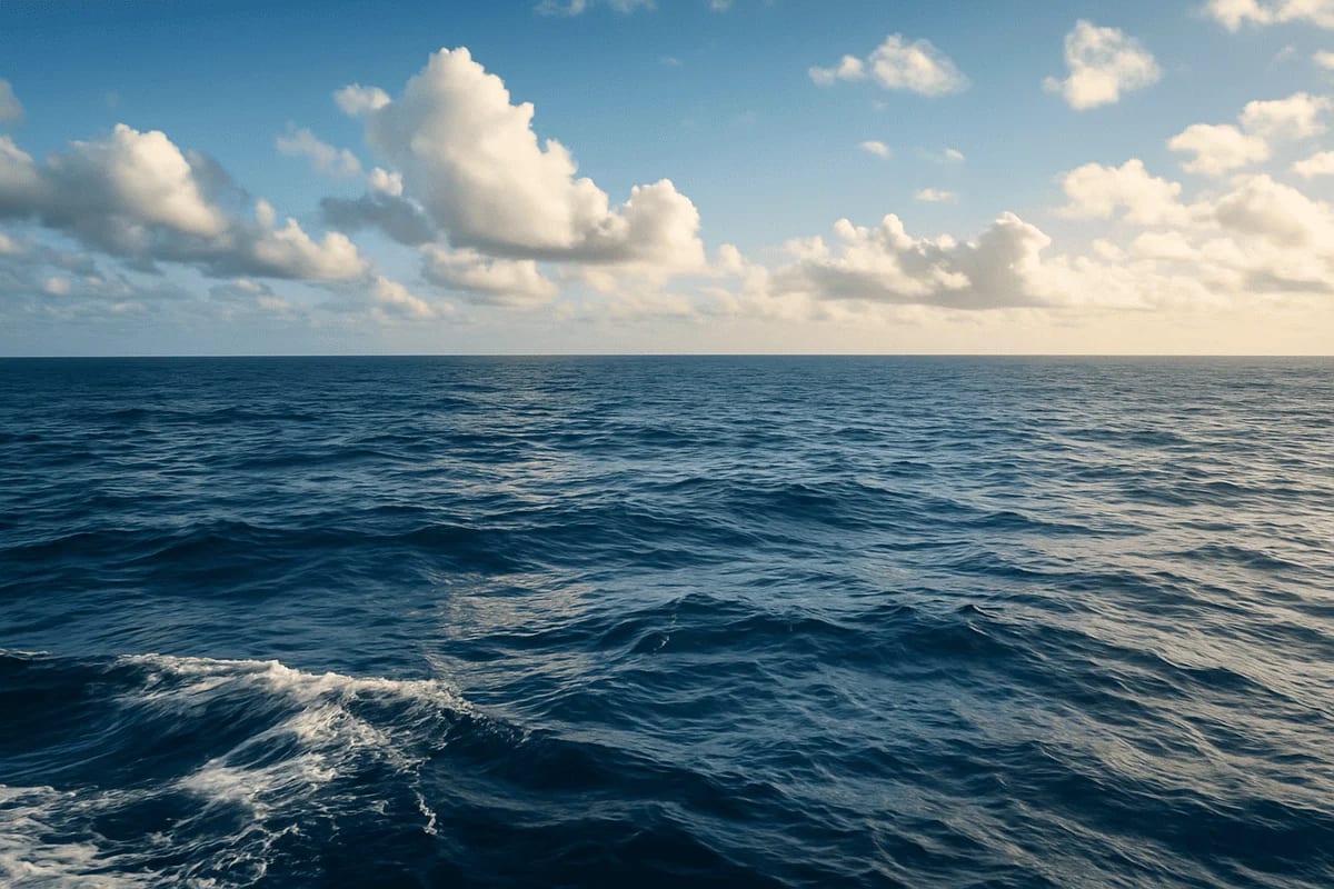 Vista del océano cerca de Nueva Zelanda con cielo parcialmente nublado
