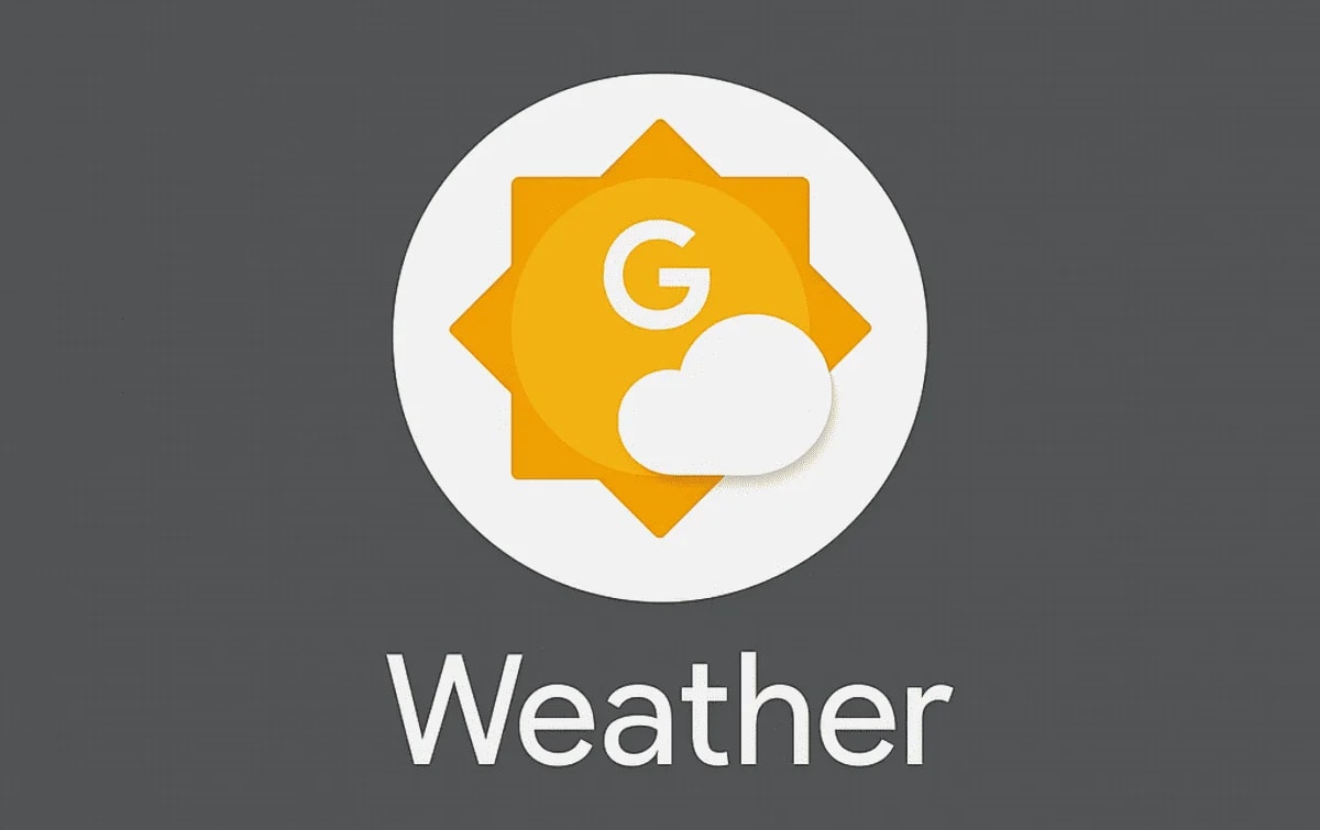 Logo de Google Weather con fondo gris medio y cuadrícula sutil