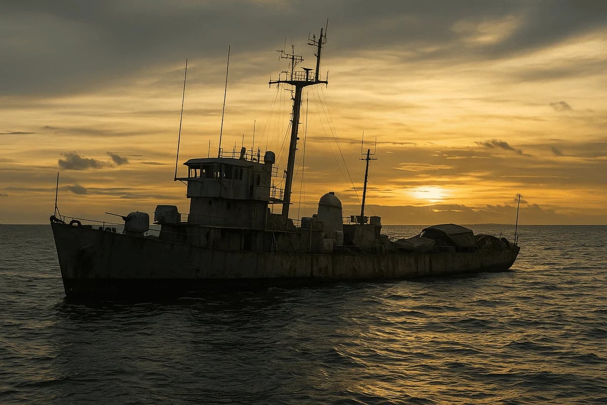 Buque retirado BRP Miguel Malvar en el mar