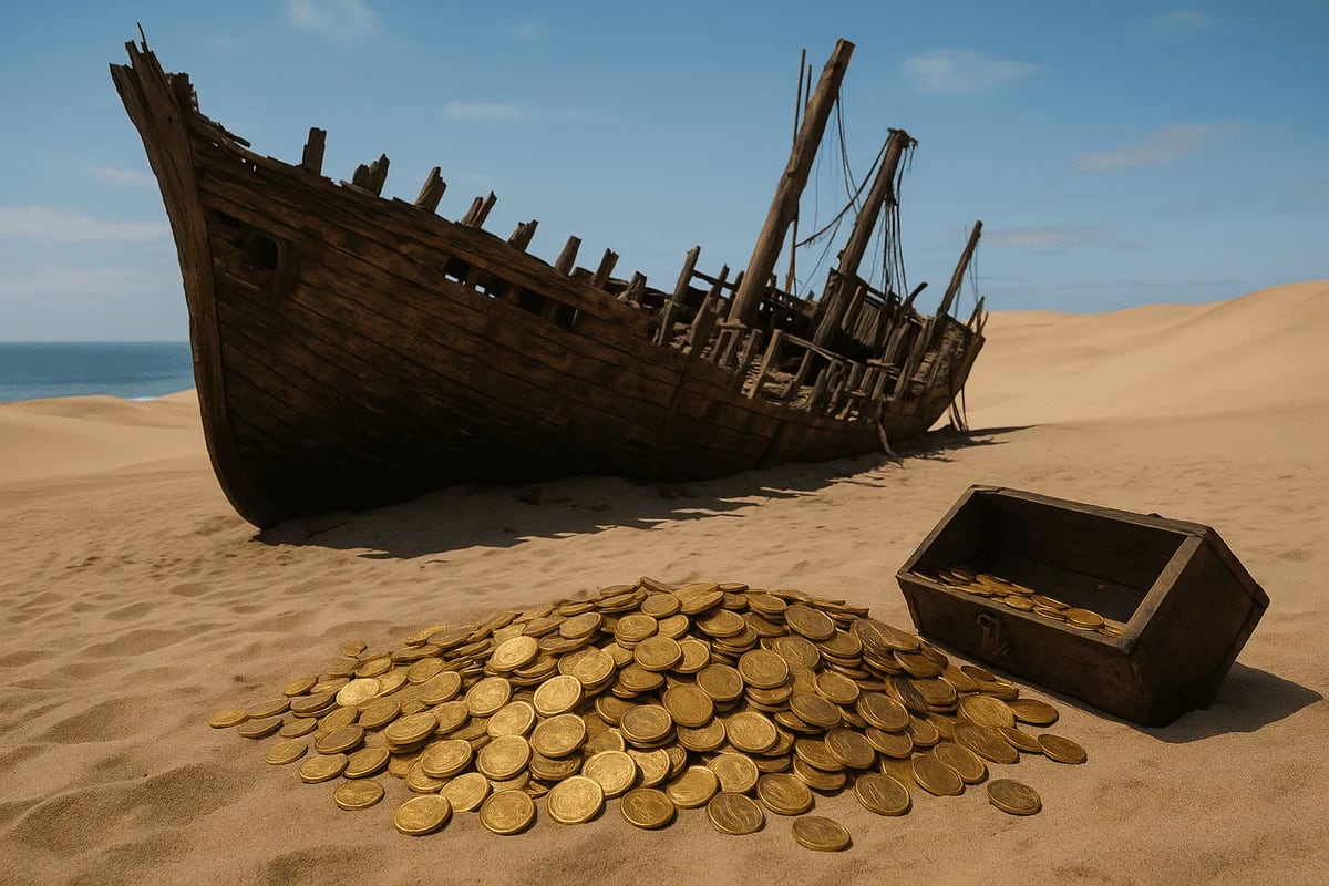Naufragio del Bom Jesus con monedas de oro en el desierto de Namibia