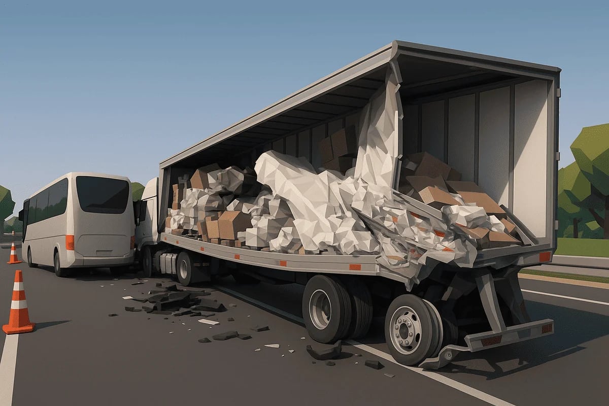 Reconstrucción digital del choque entre tráiler y autobús en el Circuito Exterior Mexiquense