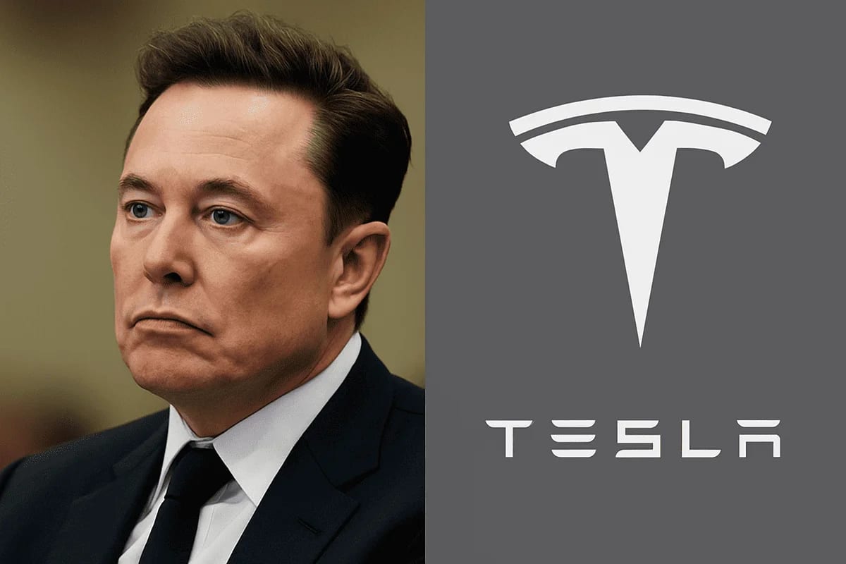 Elon Musk y logo de Tesla