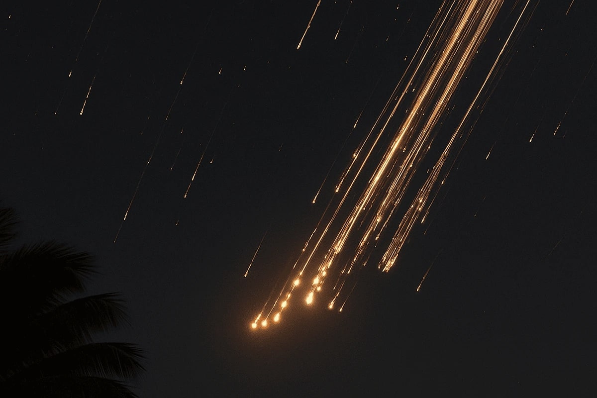 Fragmentos de un Starship durante su reentrada nocturna