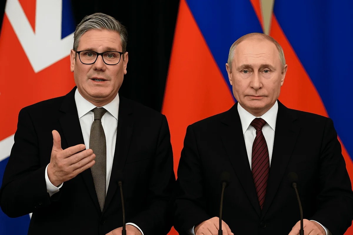 Keir Starmer junto a Vladímir Putin
