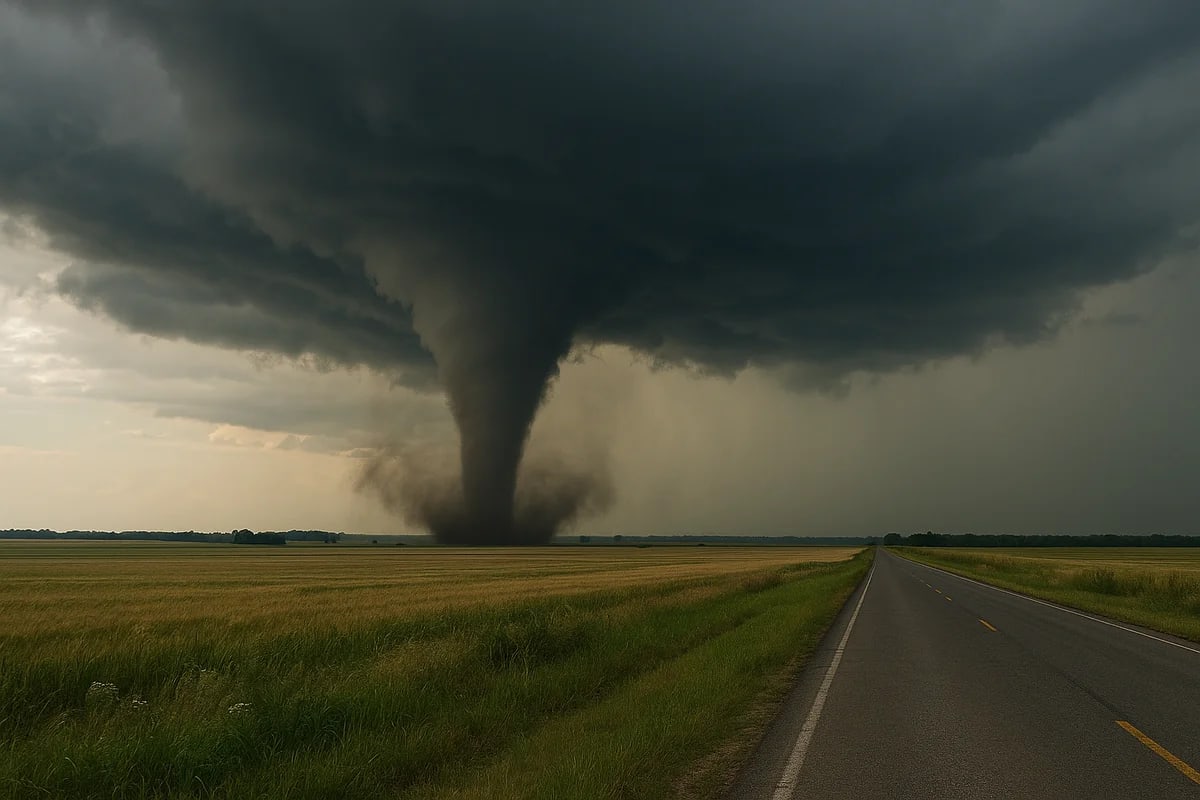 Tornado en campo abierto