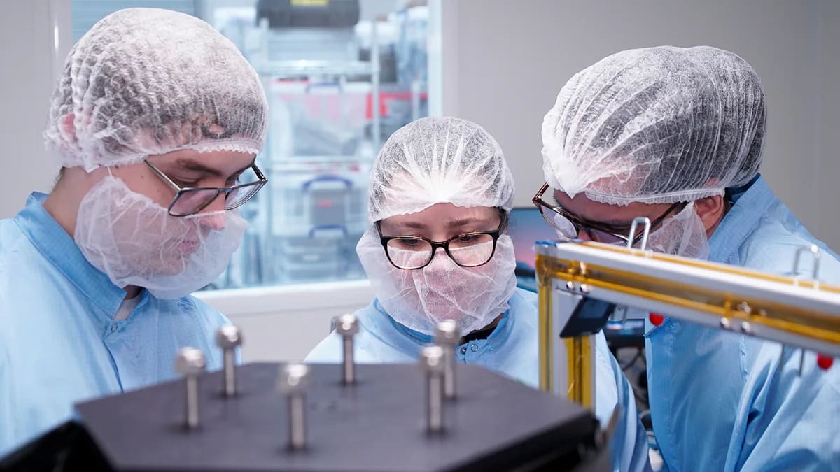 Equipo científico trabajando en Space Forge