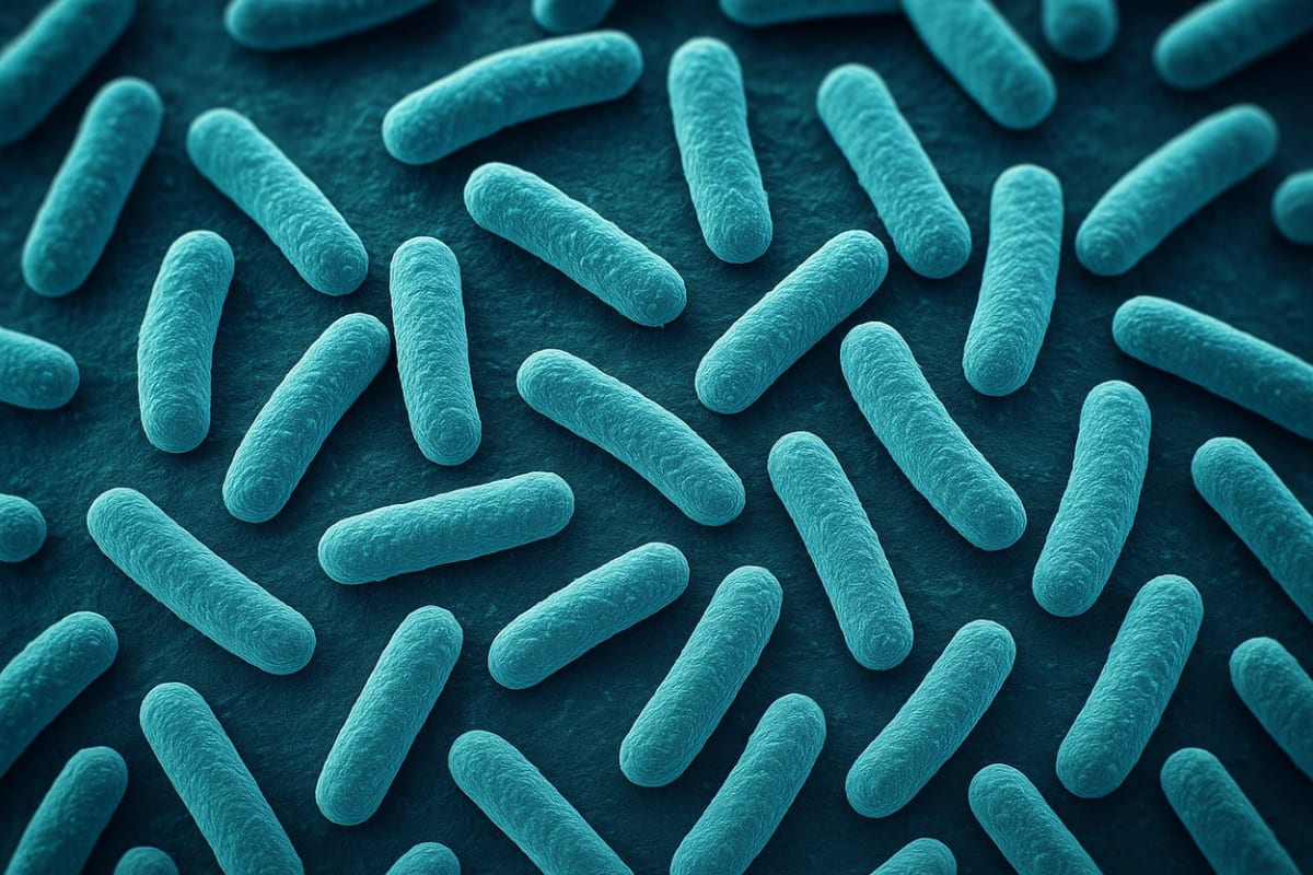 Micrografía que muestra una agrupación de bacterias observadas al microscopio