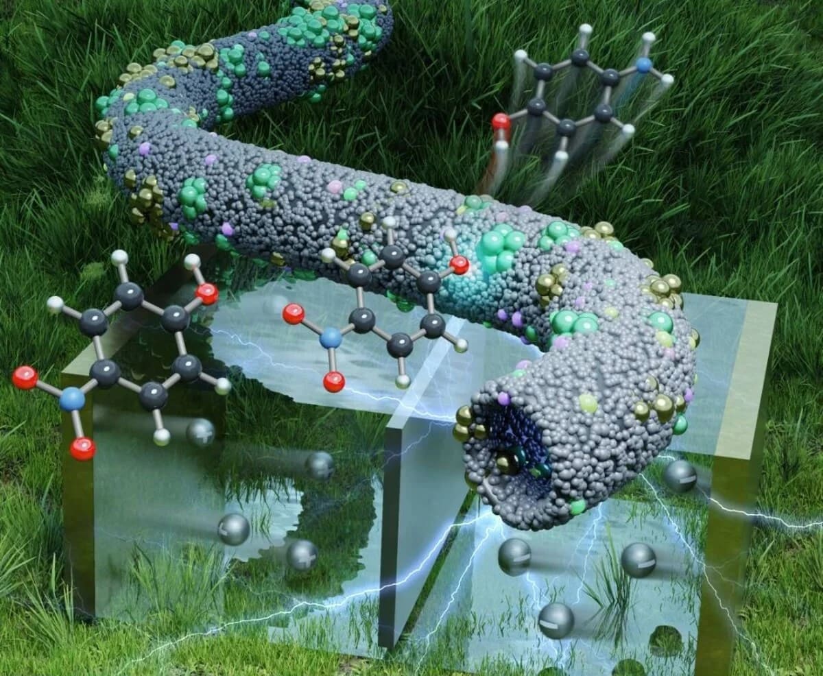 Nanofibras de carbono de núcleo hueco dopadas con N, B y F, recubiertas con molibdatos ultrafinos, vistas al microscopio