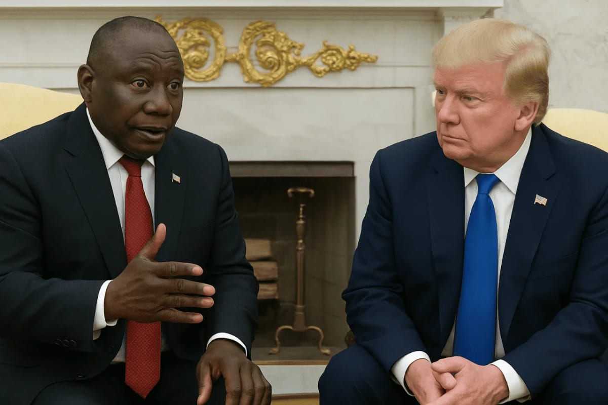 Donald Trump, expresidente de Estados Unidos, y Cyril Ramaphosa, presidente de Sudáfrica