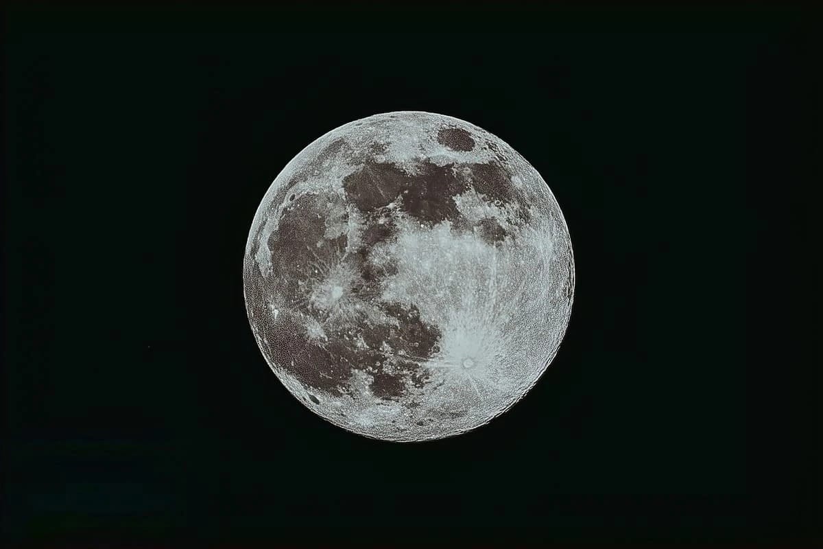 La Luna llena fotografiada en alta resolución mostrando detalles de su superficie desde la Tierra.