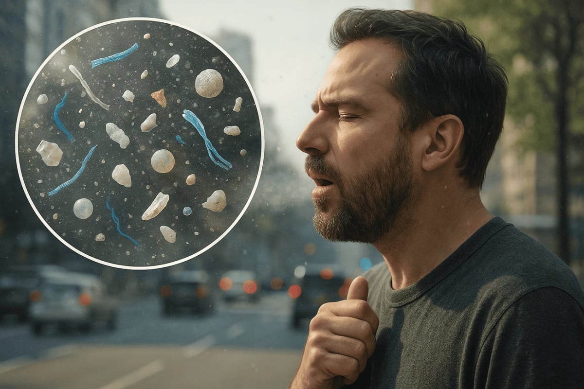 Hombre expuesto a microplásticos en el aire urbano