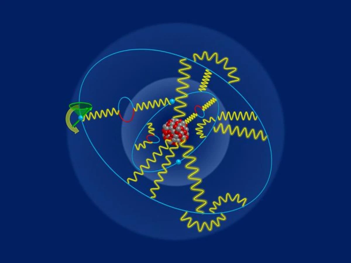 Diagrama ilustrativo de interacciones QED en un ion de estaño similar al litio