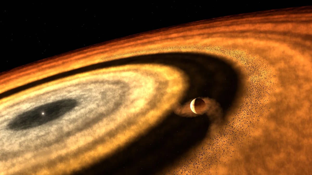 Impresión artística del proceso de formación del exoplaneta WASP-121b en su entorno protoplanetario