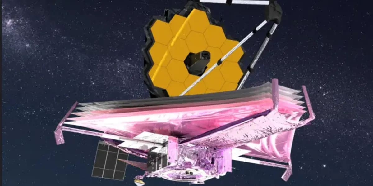 Ilustración del telescopio espacial James Webb desplegado en el espacio profundo