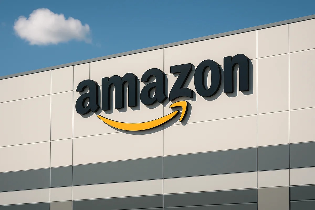 Fachada y logotipo de Amazon generado con IA