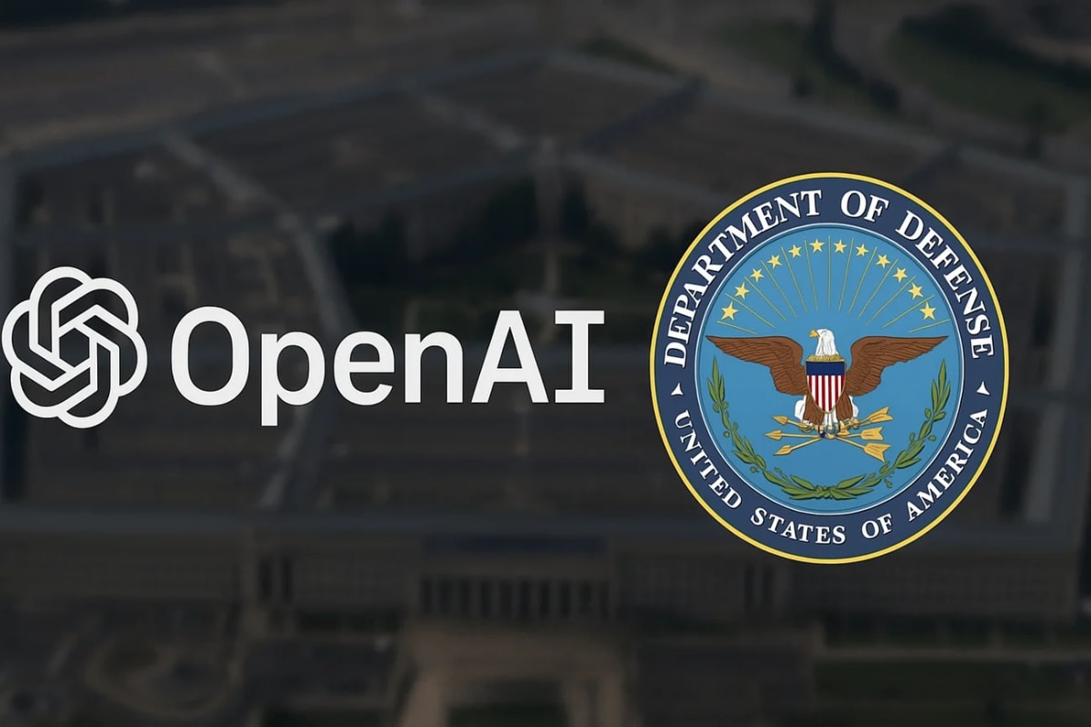 Logos de OpenAI y el Departamento de Defensa de EE. UU.