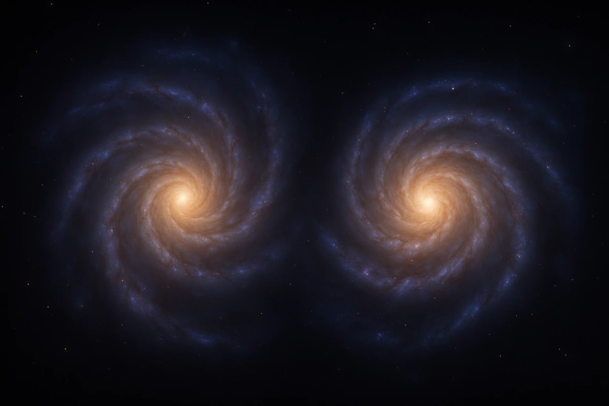 Ilustración artística de dos galaxias en el espacio