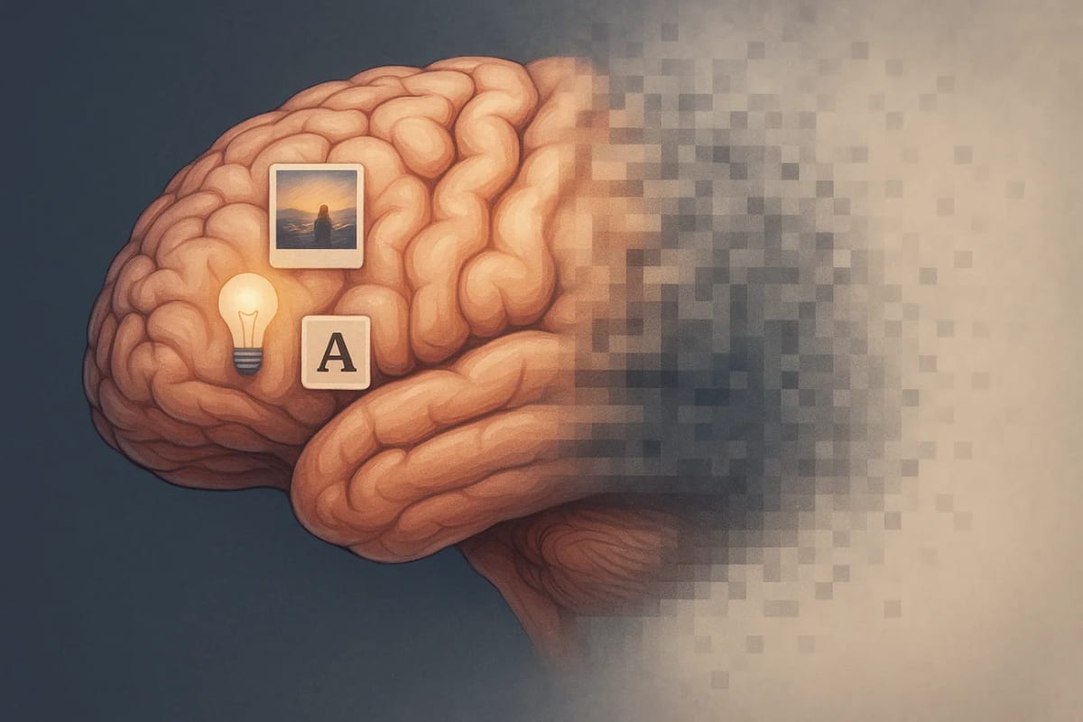 Cerebro con recuerdos difuminados