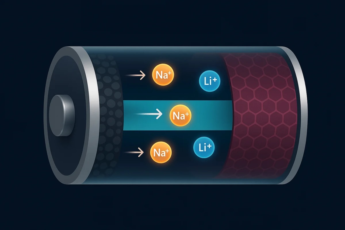 Batería de iones de sodio con aditivos de litio