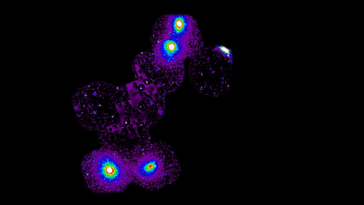 Filamento de gas caliente conectando cúmulos de galaxias