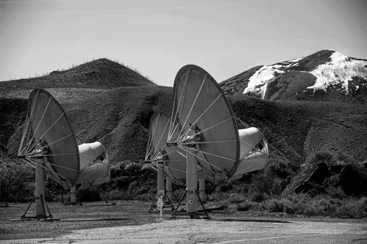 Vista del conjunto de telescopios Allen del Instituto SETI utilizado para la búsqueda de inteligencia extraterrestre