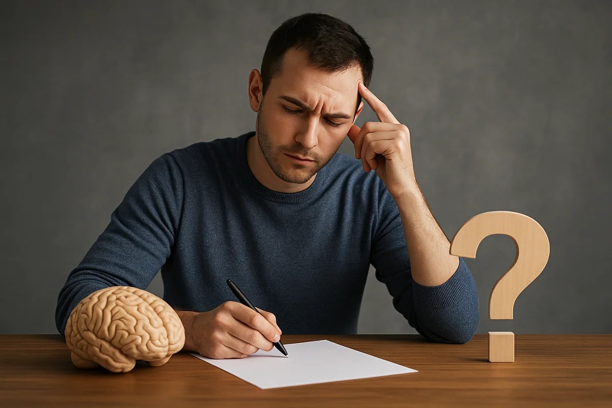 Joven pensando intensamente