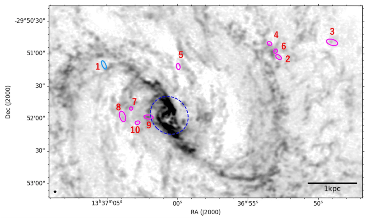 Imagen de radioastronomía que muestra el disco galáctico