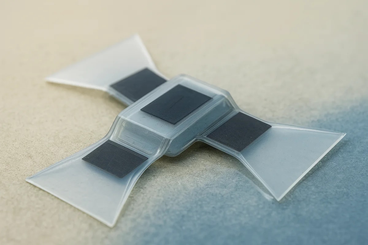 Primer plano de un robot anfibio multimodal blando