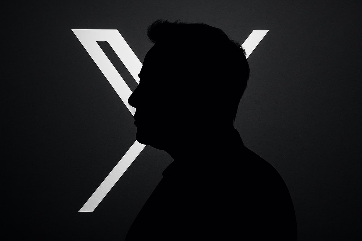 Silueta de perfil sobre fondo oscuro con la X de X (Twitter)