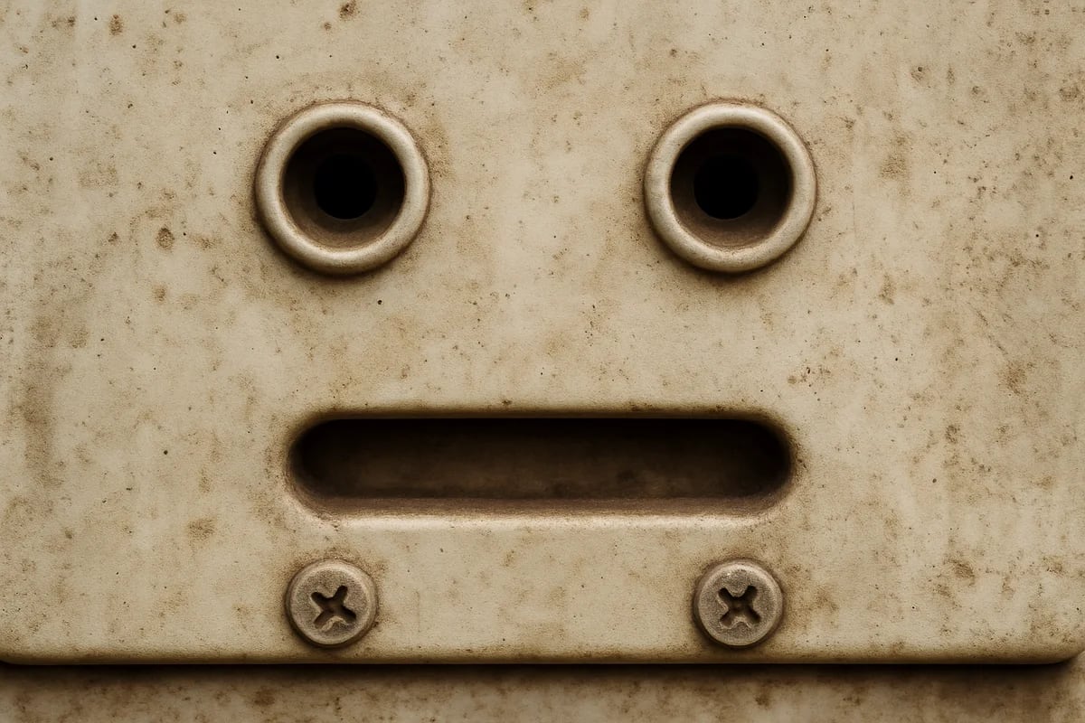 Primer plano de una toma horizontal de un objeto cotidiano con marcas y formas que evocan la ilusión de un rostro humano