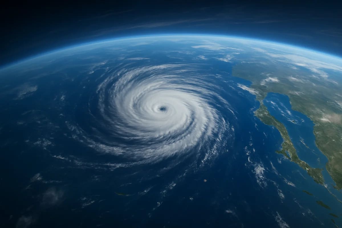 La Tierra vista desde el espacio con un ciclón masivo sobre el Atlántico