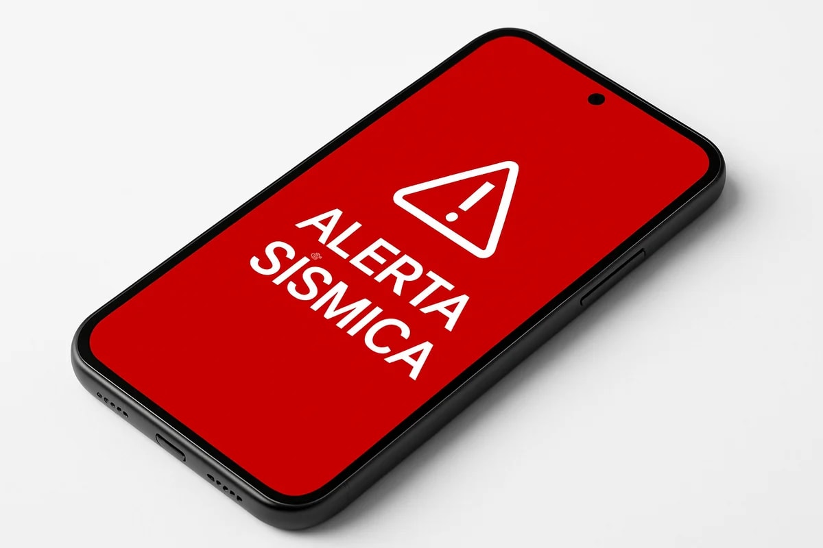 Alerta sísmica en la pantalla de un smartphone
