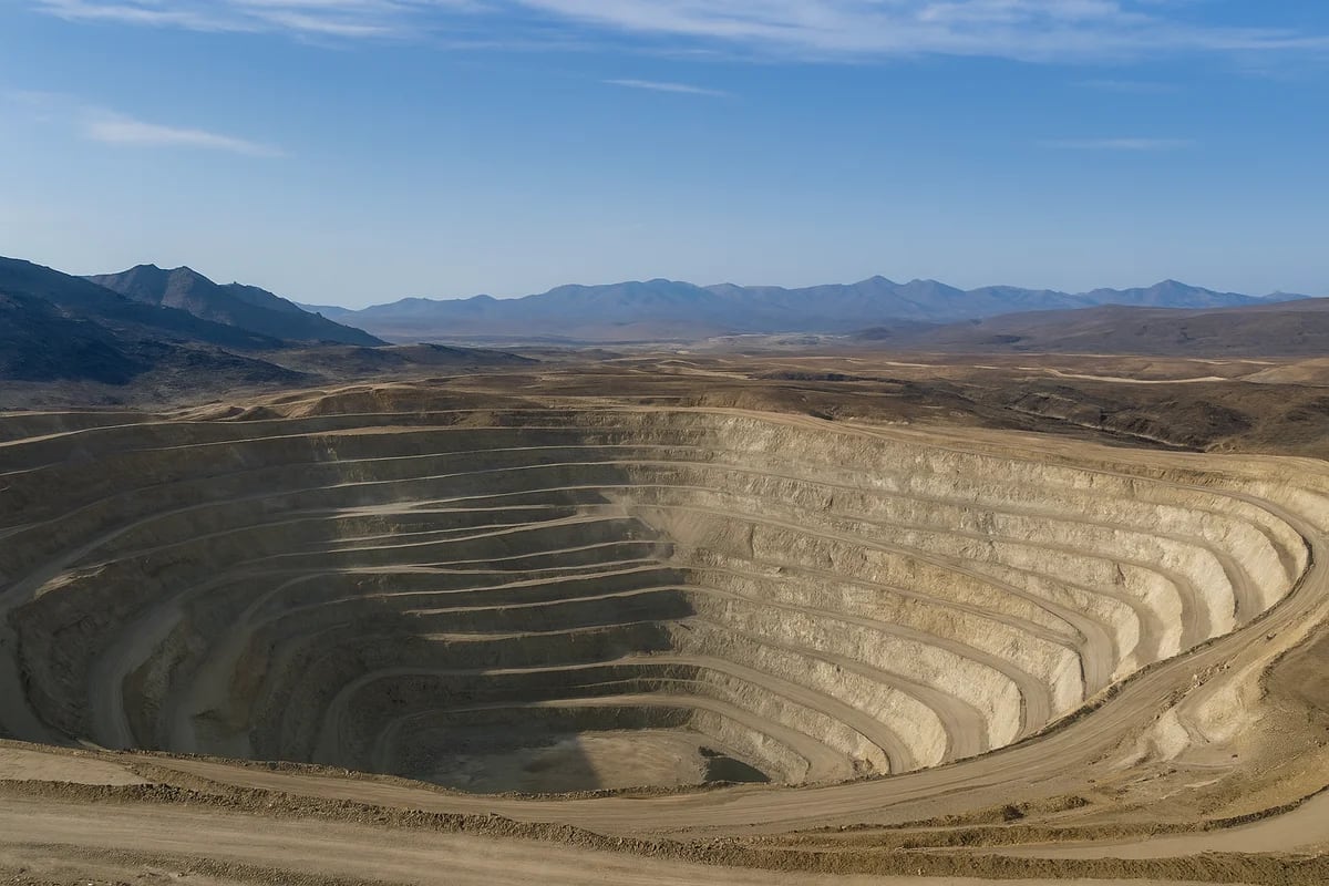 Vista panorámica de una gran cantera a cielo abierto utilizada para la extracción de minerales