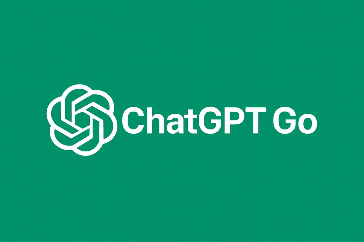 Logotipo de ChatGPT Go sobre fondo verde