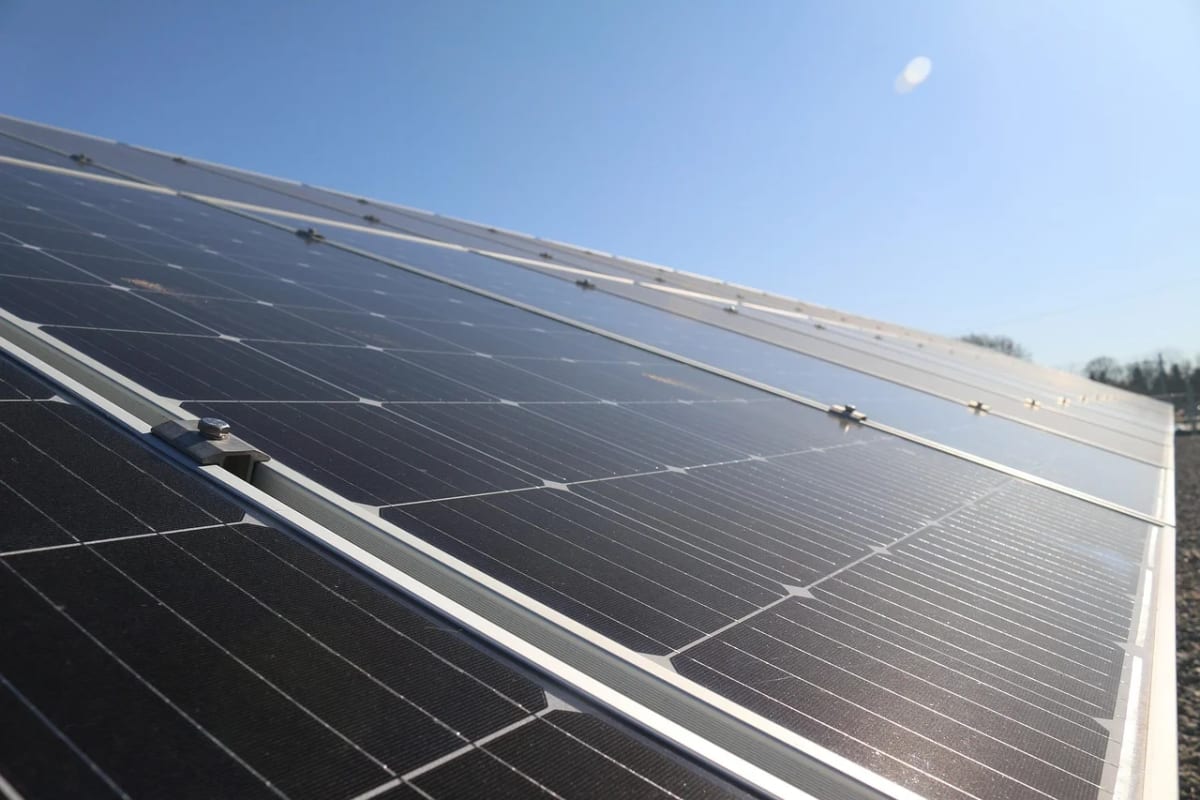 Paneles solares bajo un cielo despejado