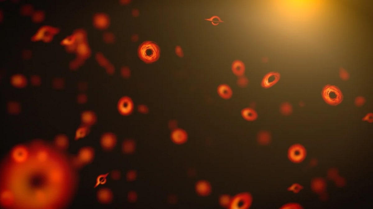 Ilustración artística de pequeños agujeros negros primordiales