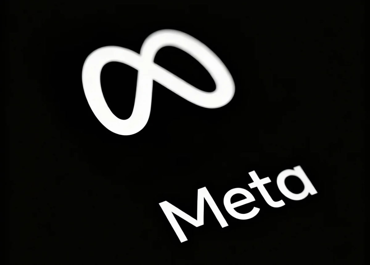 Logotipo de Meta en blanco sobre fondo oscuro