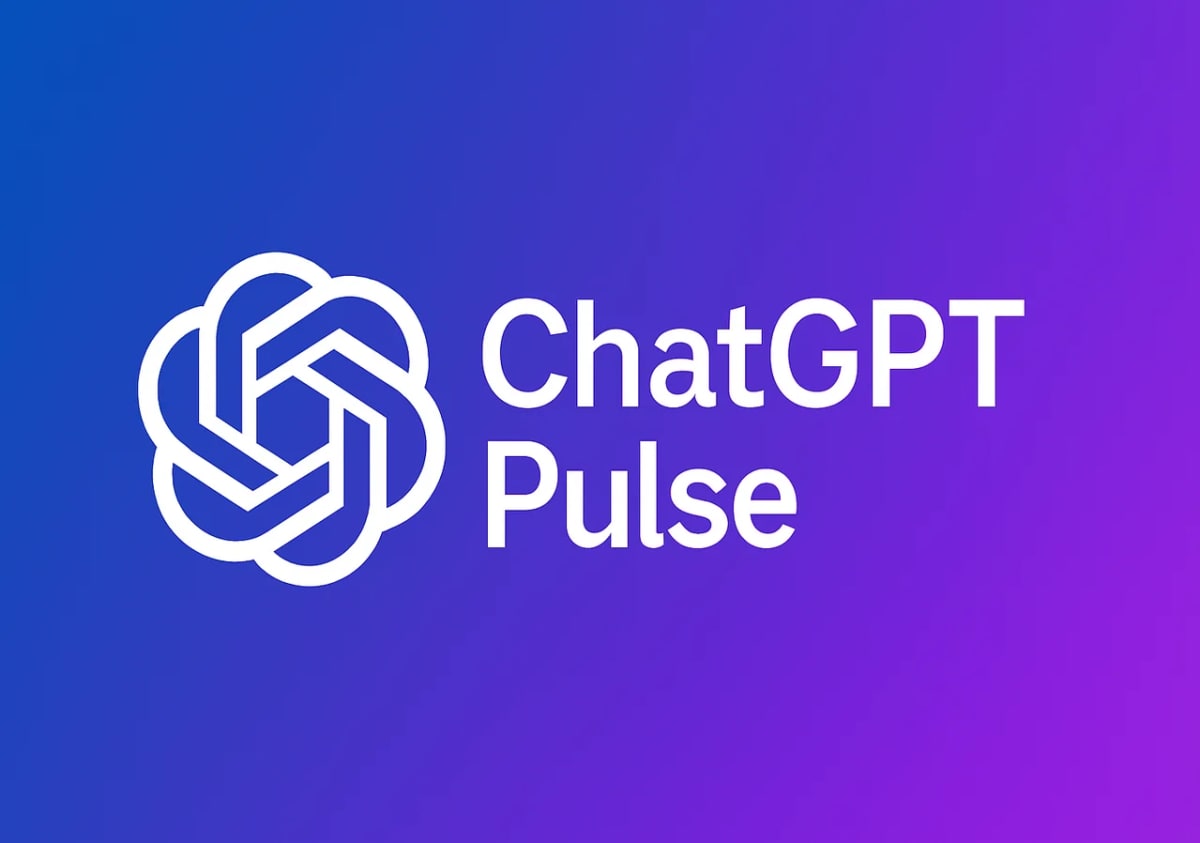 Logotipo de ChatGPT Pulse sobre un fondo degradado azul y púrpura