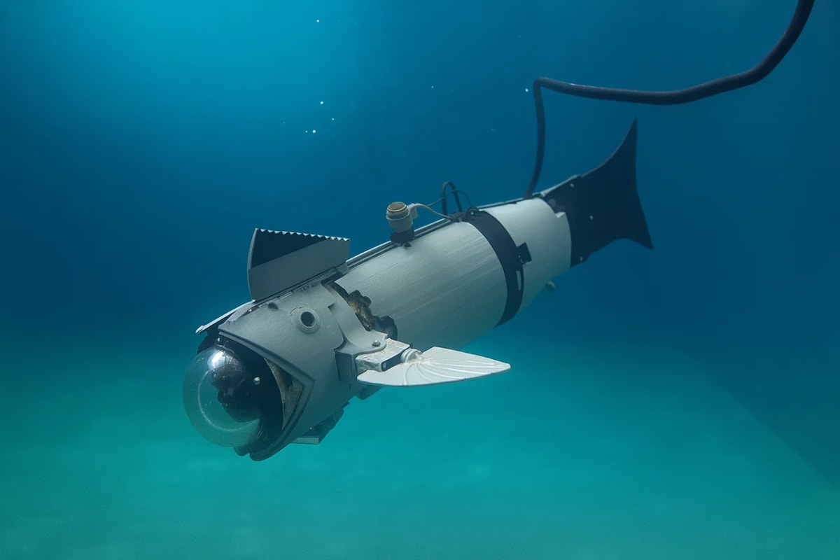 Pez robot desarrollado por el CIRTESU de la Universitat Jaume I durante pruebas subacuáticas en PortCastelló