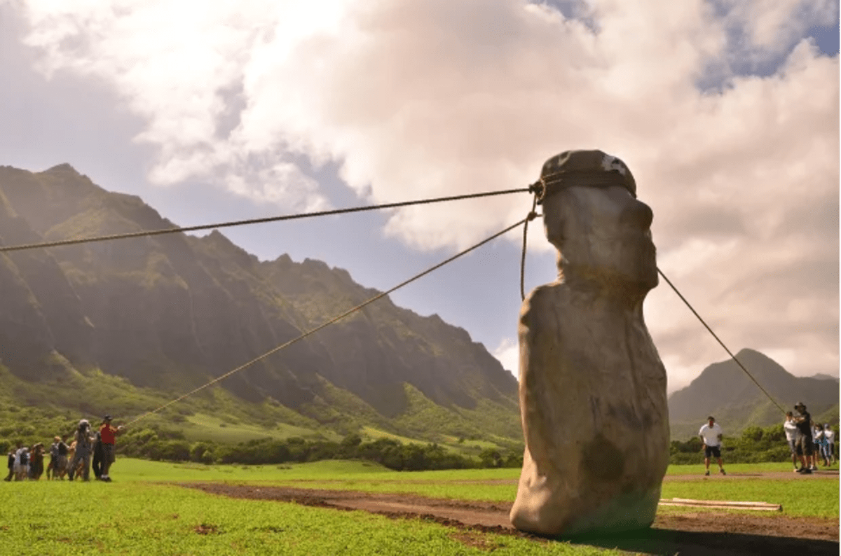 Investigadores desplazan un moai mediante balanceo controlado
