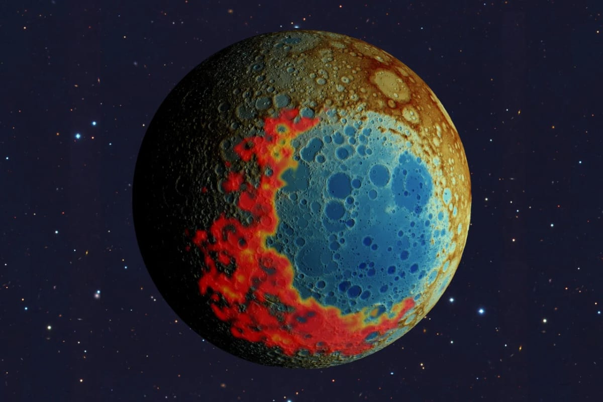 Mapa de la cuenca de impacto del Polo Sur-Aitken en la cara oculta de la Luna