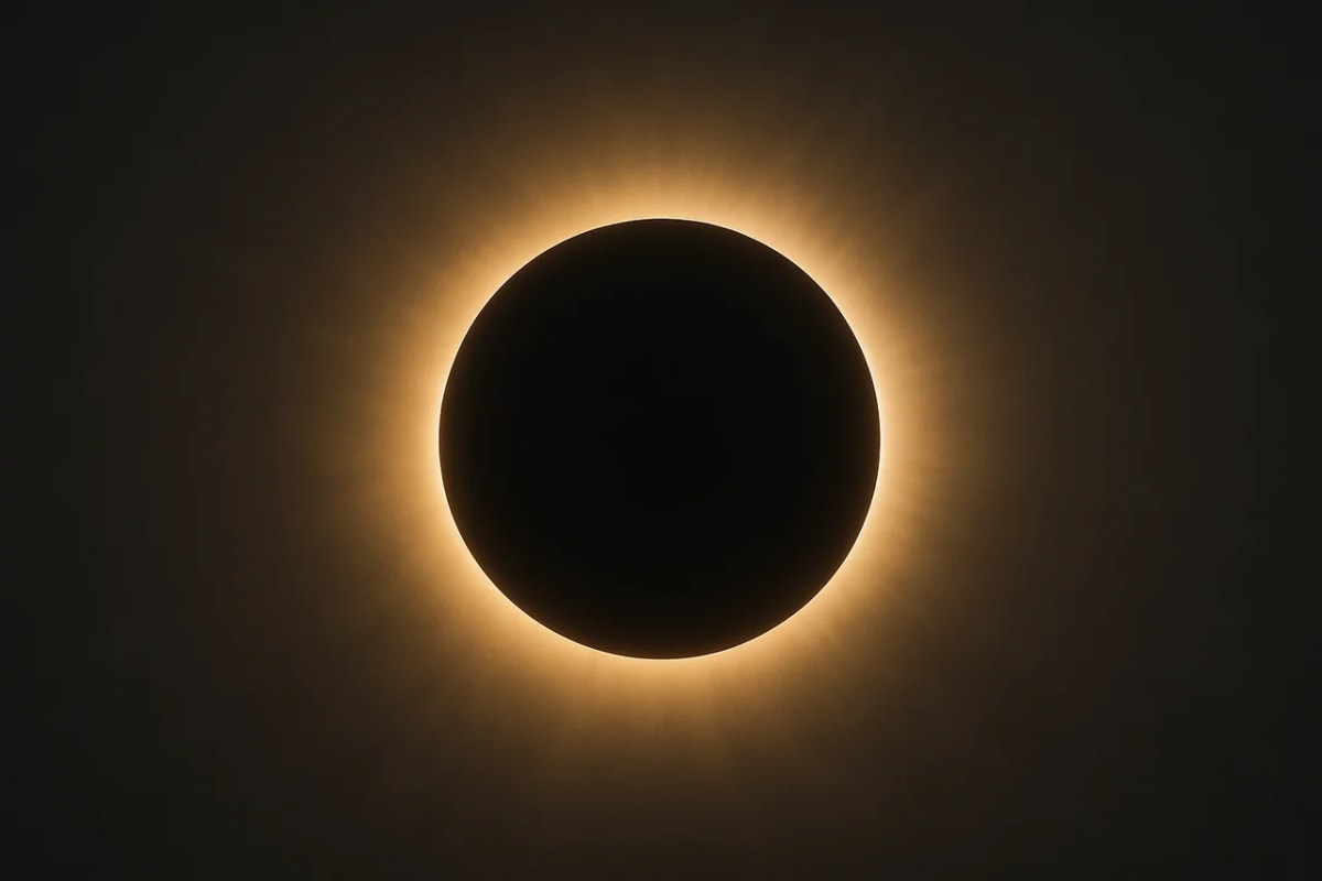 Eclipse solar total con la Luna cubriendo por completo el Sol