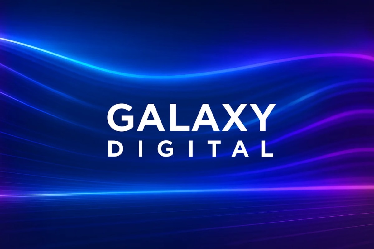 Texto centrado de Galaxy Digital sobre un fondo azul y violeta con ondas de luz y estilo tecnológico futurista