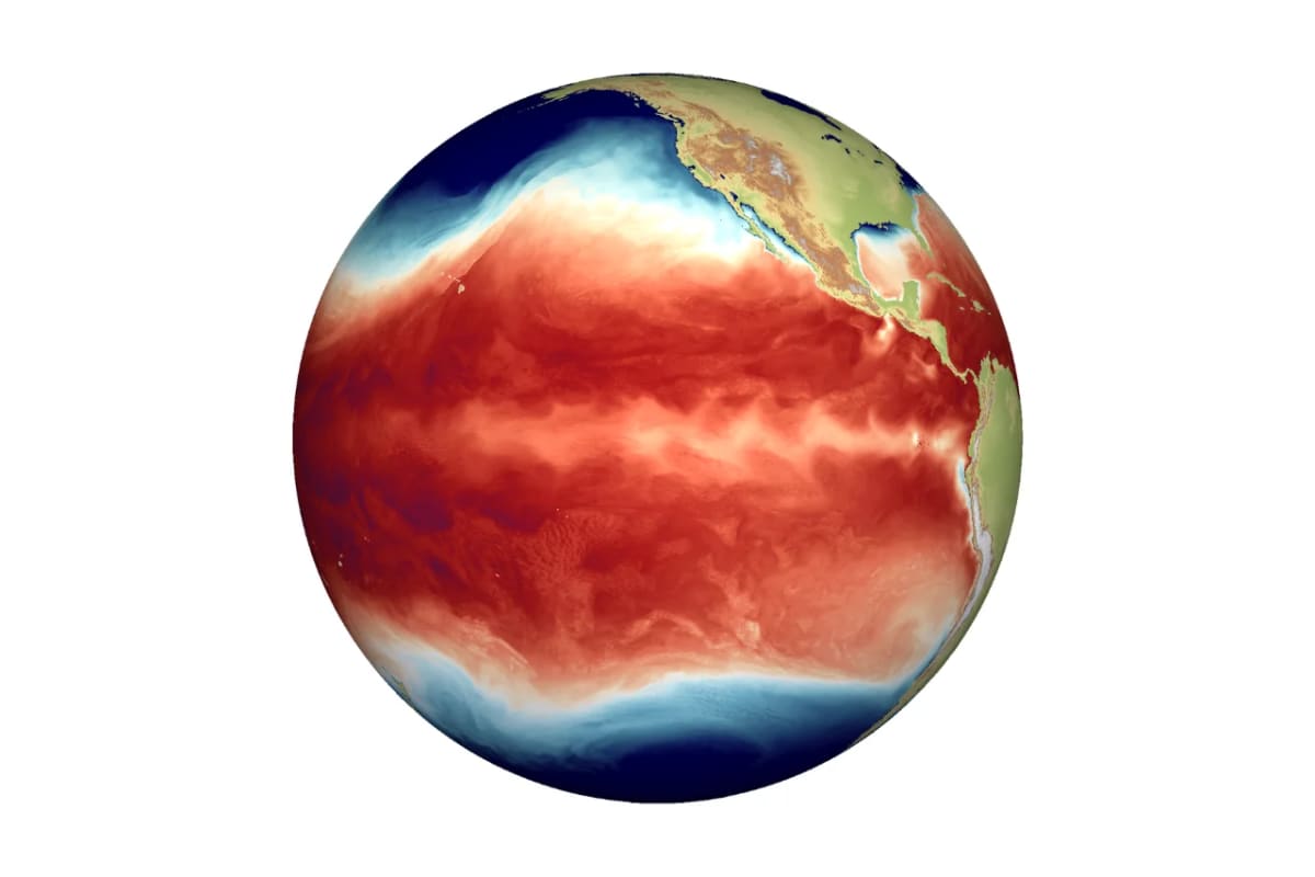 Mapa del Pacífico con patrón de La Niña