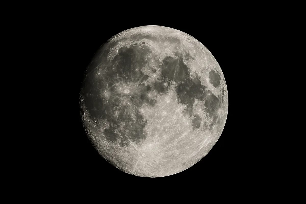 Fotografía detallada de la Luna llena contra un cielo negro