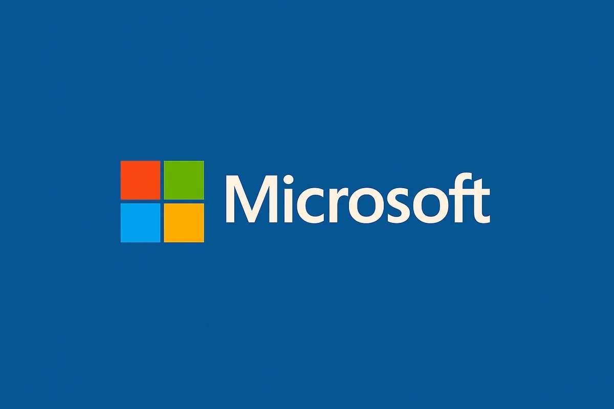 Logo de Microsoft sobre fondo azul