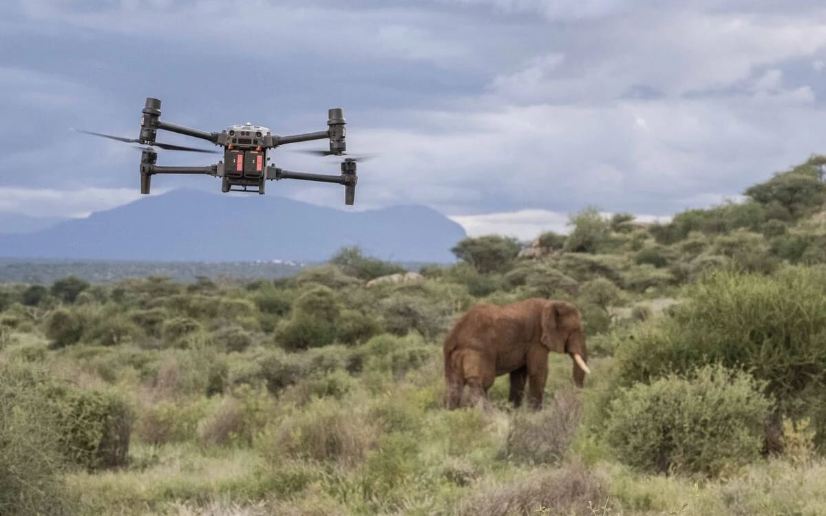 Un dron sobrevuela la Reserva Nacional de Samburu durante labores de monitoreo de fauna